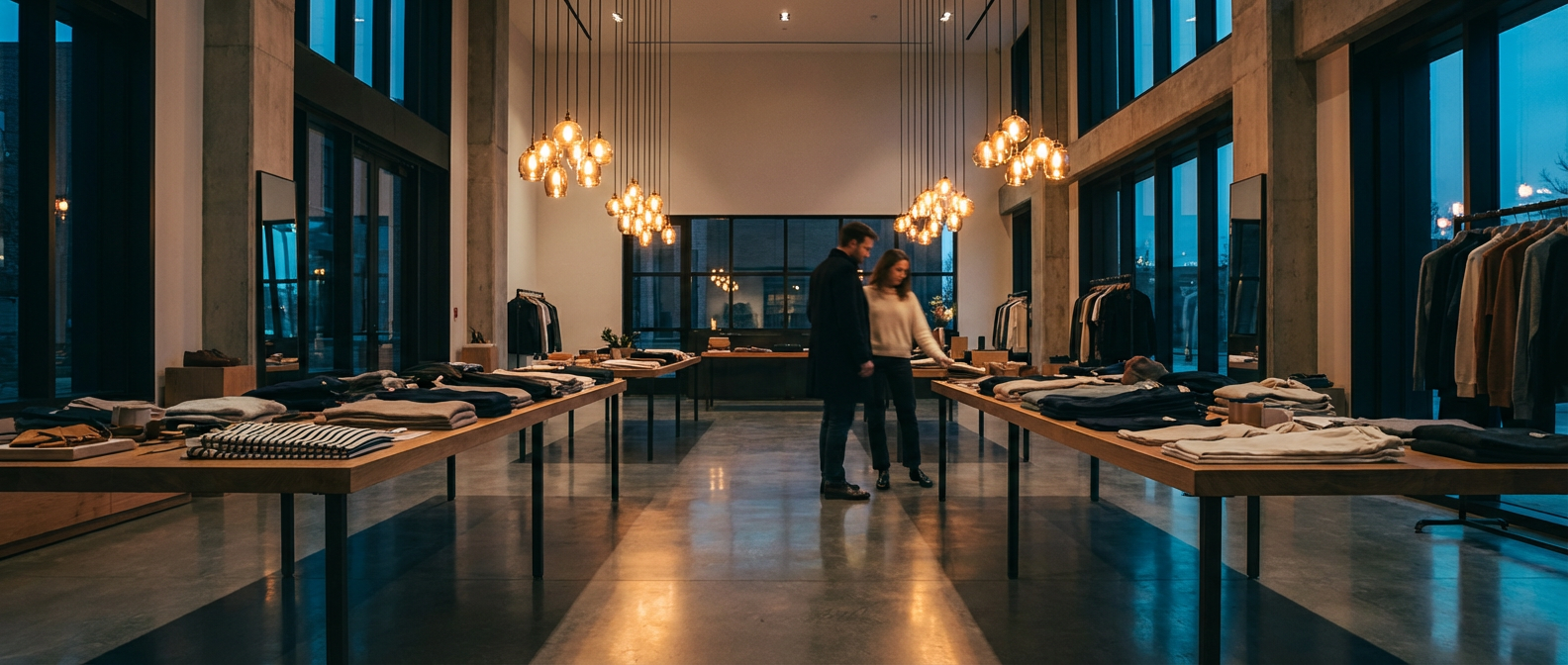 Retail store with anonymous shopper analytics and ORC pattern detection alert.